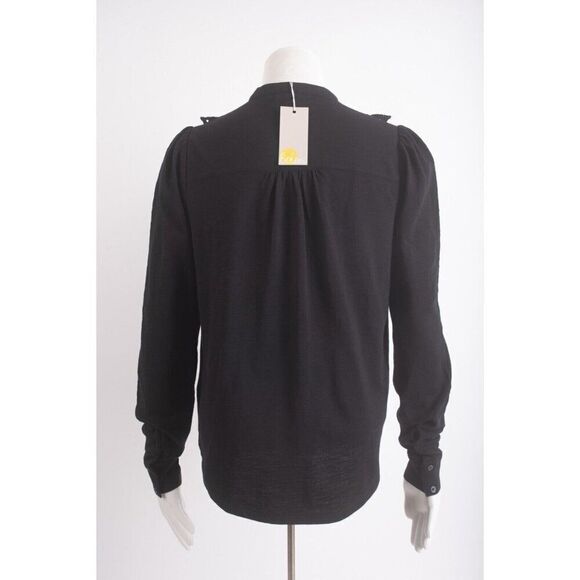 Boden Womens Ruffle Top Jersey Shirt Eyelet UK 8 US 4 Black T1103 NWT - Picture 6 of 7